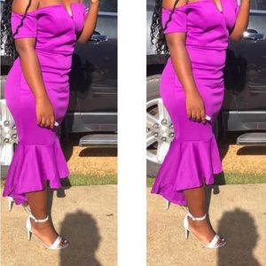 PURPLE OFF THE SHOULDER DRESS
